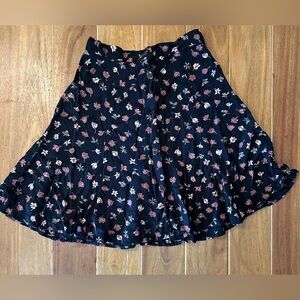 Vintage Byer California Floral Button Front Skirt 90s Pink Cream Size 3